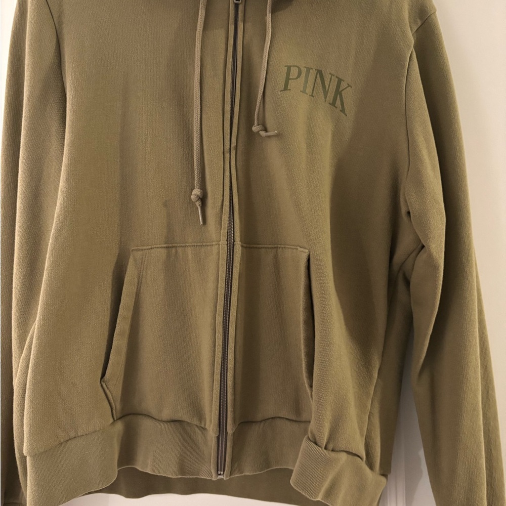 PINK Victoria's Secret Khaki Hoodie - SET with Jogger Pant